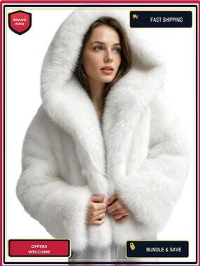 Women's Faux Fur Coat with Hood Cropped Fluffy Jacket